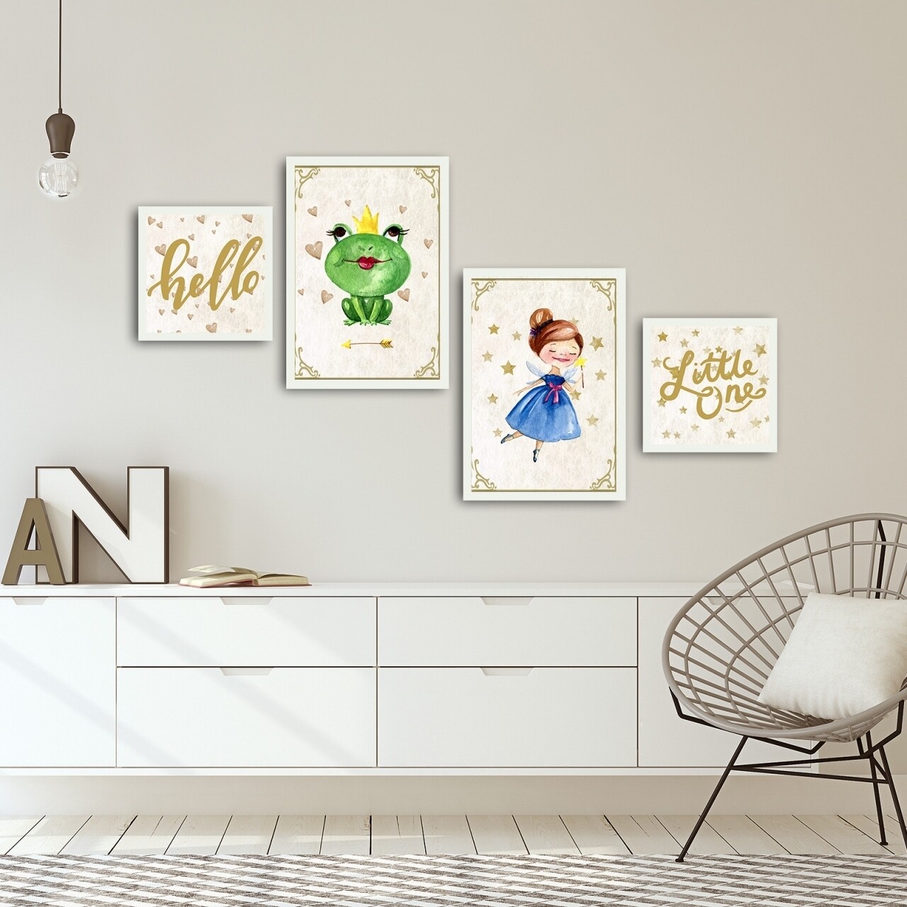 Set 4 tablouri decorative, Alpha Wall, Hello Little One, MDF/PVC, multicolor - imagine 3